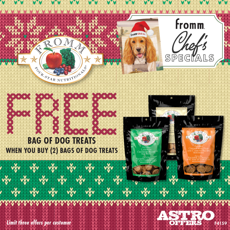 Fromm's treats are prepared in controlled batches with wholesome ingredients and are the perfect way to give your furry friend some extra love.
