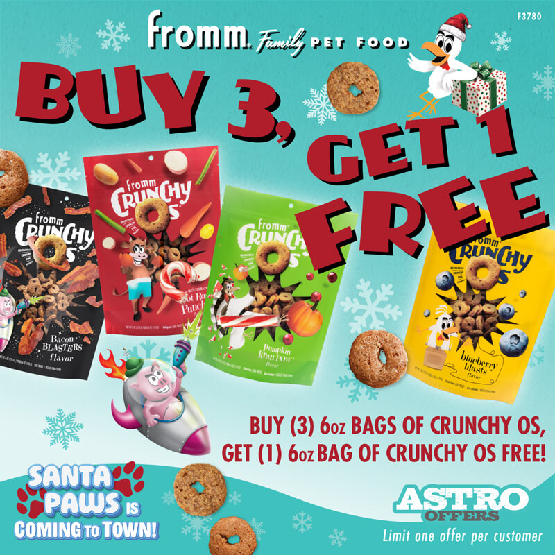Your dog will have a blast with Fromm Crunchy Os treats! Recklessly crunchy treats that add a whole lot of fun and memorable taste to any experience!