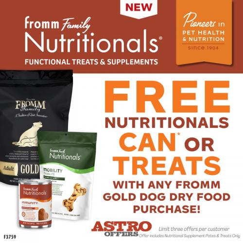 Fromm | FREE Nutritionals Supplement Can or Treat with Gold Dry Dog Food Purchase