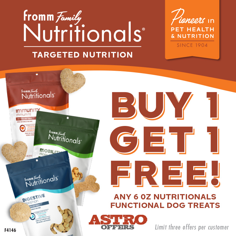 Fromm Family Nutritionals targeted nutrition dog treats are carefully formulated with functional ingredients to support the long-term health and wellness of your dog.