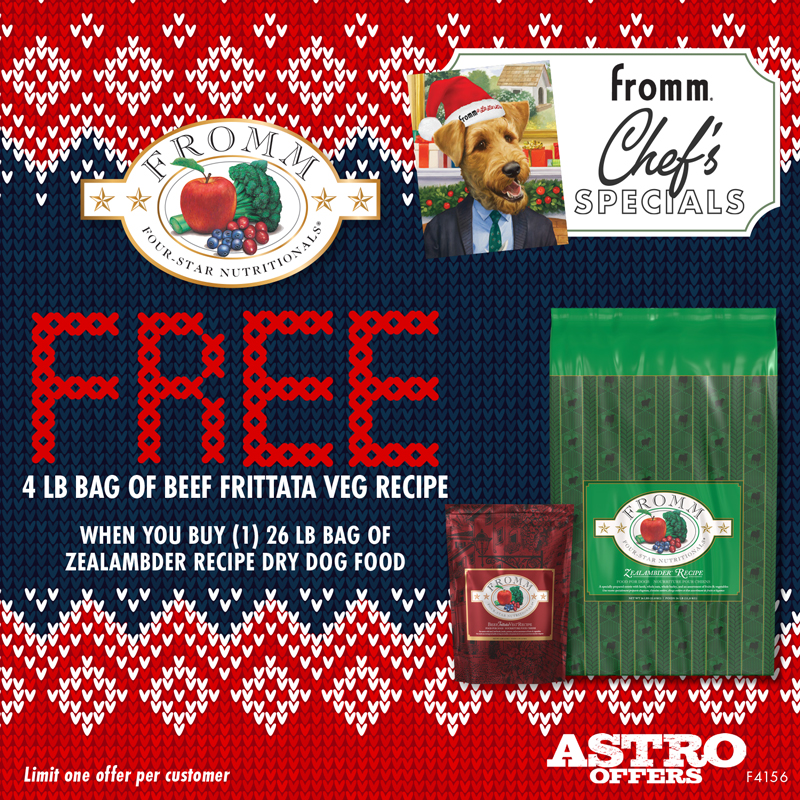 Fromm Four-Star offers dogs a variety of entrees to choose from, each carefully prepared in controlled batches at our family facility using meat, fish, fruits, vegetables, and Wisconsin cheese.
