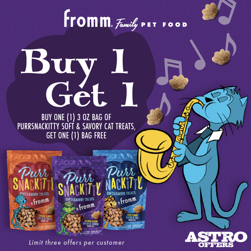 Made with real salmon, chicken, or liver, our bite-sized Snackitties are moist, tender, and delicious - and they'll leave even the most discriminating cats swinging to the purrfect tune.
 