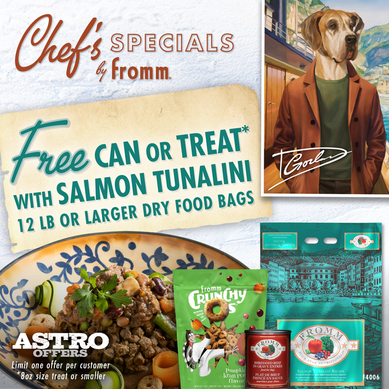 Fromm Four-Star offers dogs a variety of entrees to choose from, each carefully prepared in controlled batches at our family facility using meat, fish, fruits, vegetables, and Wisconsin cheese.