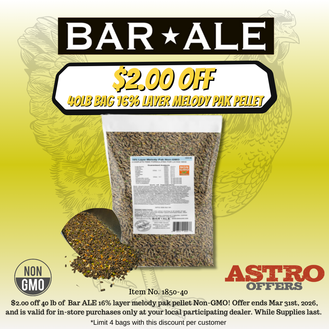 Bar ALE | $2.00 OFF 40lb Bar ALE 16% Layer Melody Pak Pellet