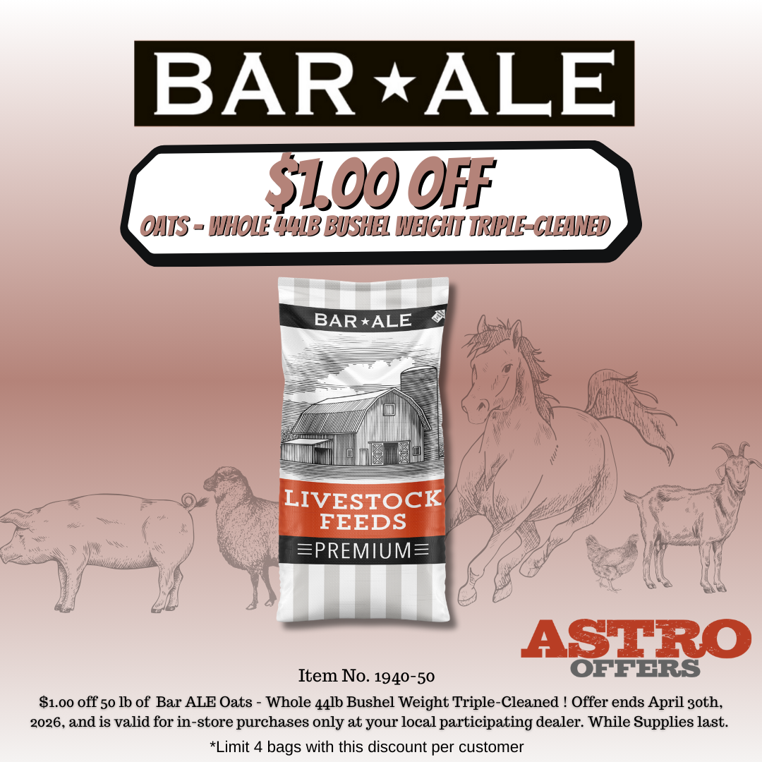 Bar ALE | $1.00 OFF 50lb Oats - Whole 44lb/bu Triple-Cleaned 