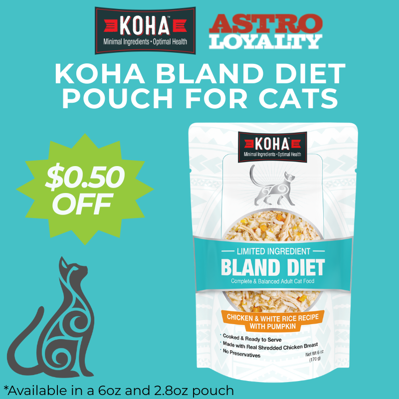 Is your cat struggling with loose stool, vomiting or upset stomach? Get their tummy back on track with ready-to-serve KOHA Bland Diet!