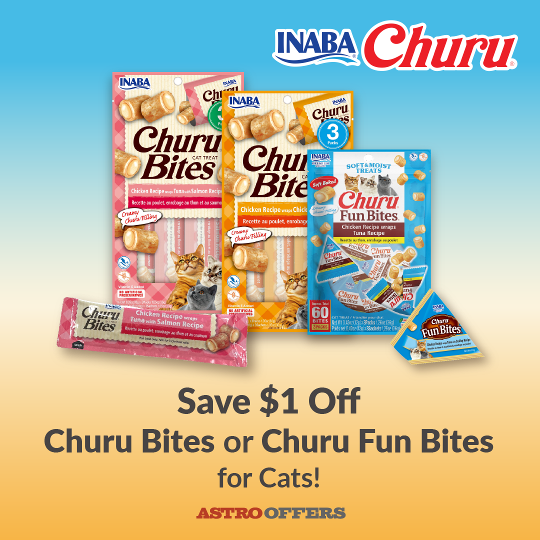 Churu Bites are soft pillow-shaped natural chicken treats seasoned with natural flavors, green tea extract and vitamin E. No grains, preservatives or artificial colors.