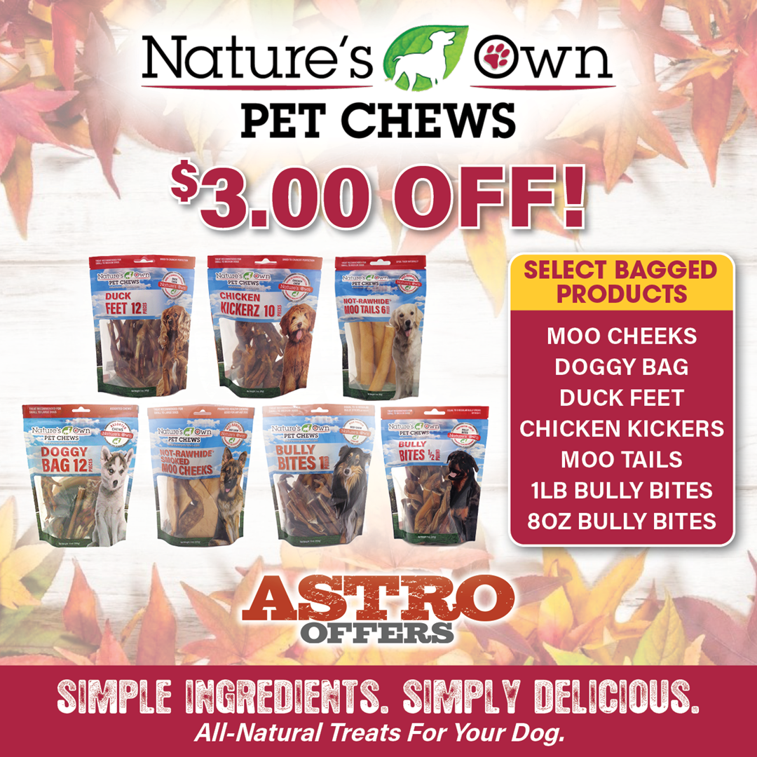 Save on select Nature's Own best-selling bagged SKU's, containing a variety of essential nutrients such as Omega 3 fatty acids & iron, or joint-supporting compounds such as glucosamine & chondroitin.