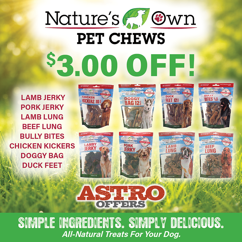Save on select Nature's Own best-selling bagged SKU's, containing a variety of essential nutrients such as Omega 3 fatty acids & iron, or joint-supporting compounds such as glucosamine & chondroitin.