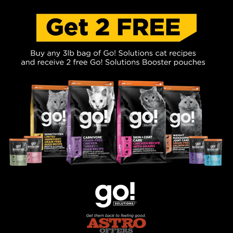 Petcurean | Buy a 3lb Go! Solutions Cat Recipe, Get 2 Go! Solutions Cat Boosters FREE!