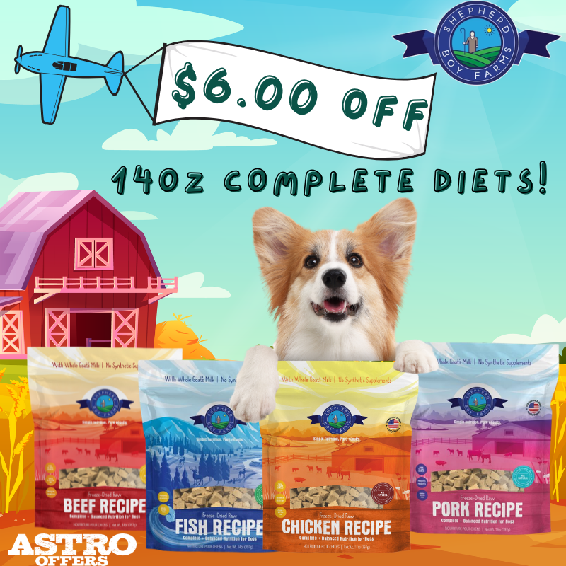 Shepherd Boy Farms Complete and Balanced Diets are free from synthetic vitamins, contain pre and probiotics and are made with organic fruits and vegetables. Made in the USA!