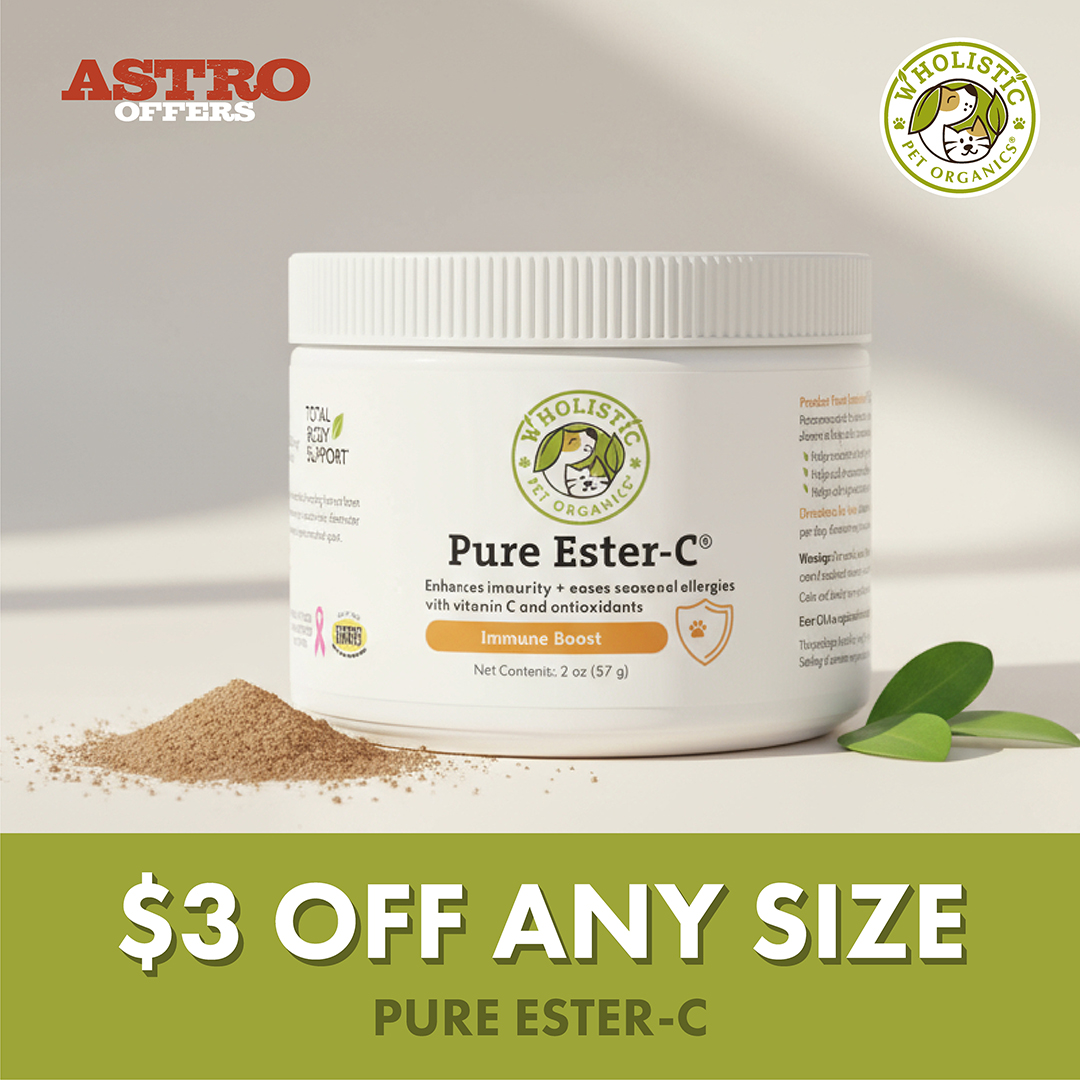 Wholistic Pure Ester-C helps support a strong immune system, healthy joints, and optimum health for your pet!