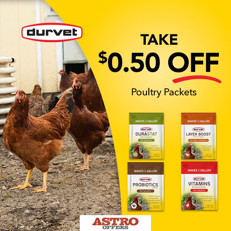 Durvet | $0.50 OFF Poultry Soluble Packets!