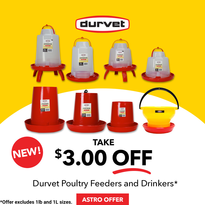 Durvet | $3.00 OFF Select Poultry Feeders and Drinkers
