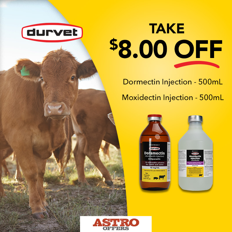 Durvet | $8.00 OFF 500mL Doramectin and Moxidectin Injections