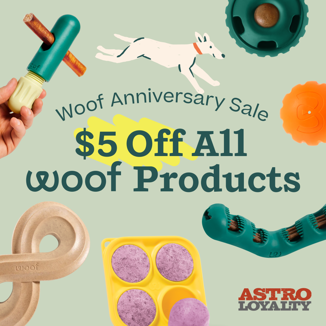 Help us celebrate Woof's 5th anniversary! Through innovation in both toys and food science, we're helping dogs enjoy safer, healthier play while giving pet parents peace of mind.