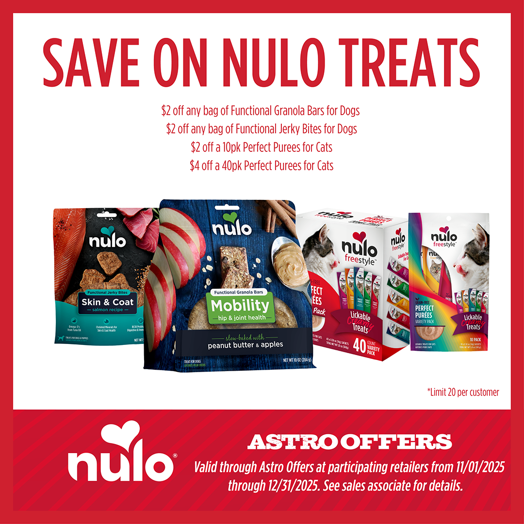 Treat them with Love with Nulo's wide variety of Treats for Dogs & Cats including our Nulo Granola for Dogs, Jerky for Dogs, & Perfect Purees for Cats. 