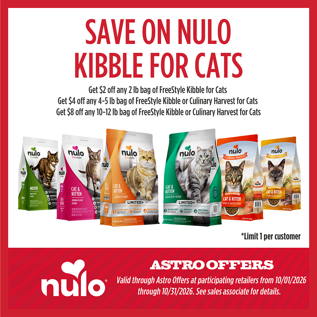 Nulo offers dry cat kibble with a high proportion of animal-based protein which provide your pet with the ideal amino acid profile!