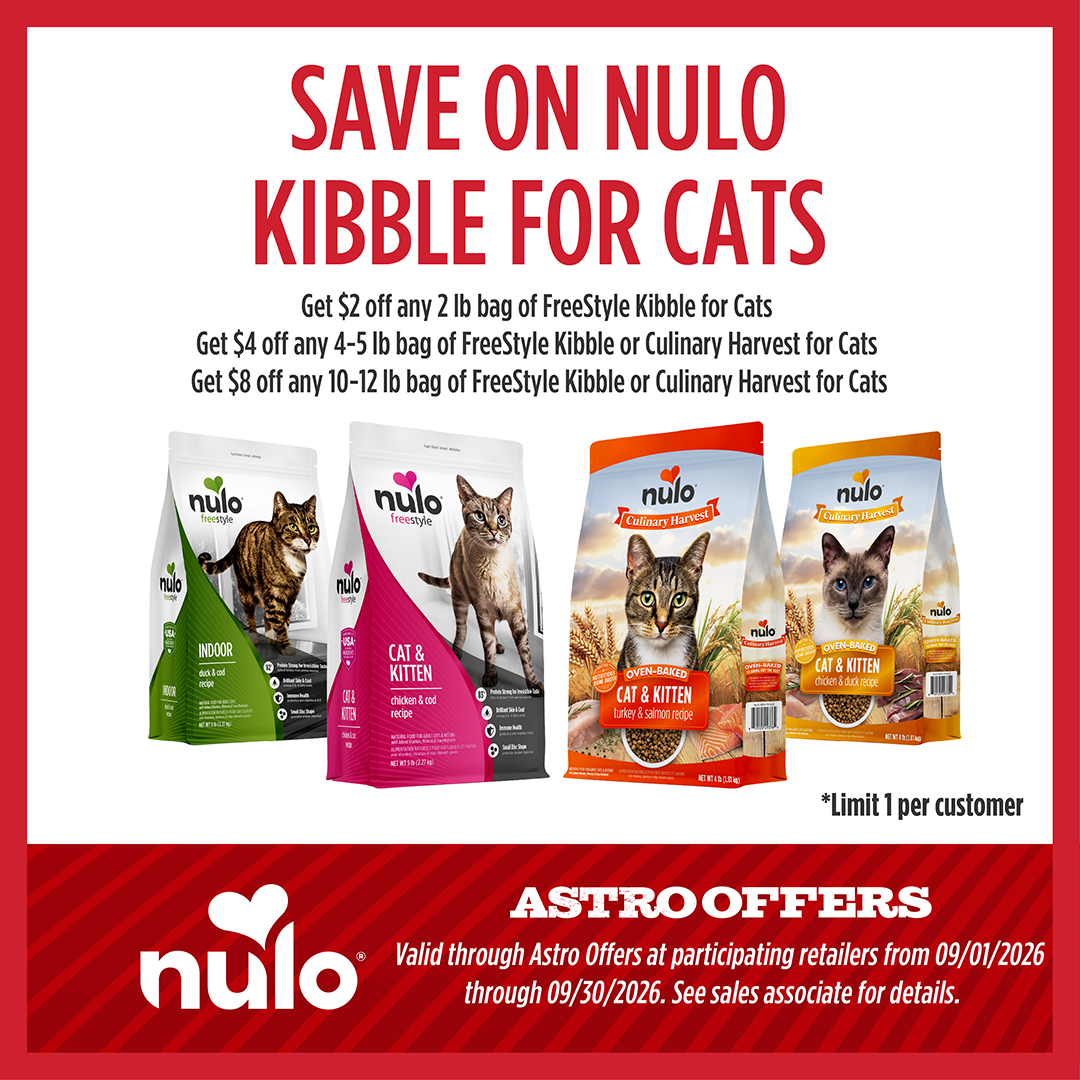 Nulo offers dry cat kibble with a high proportion of animal-based protein which provide your pet with the ideal amino acid profile!