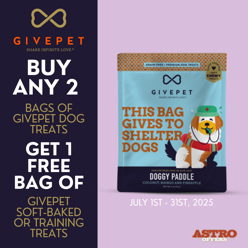 Give Pet | Buy 2 Dog Treats, Get a 6oz Bag of Soft Baked or Training Treats FREE!