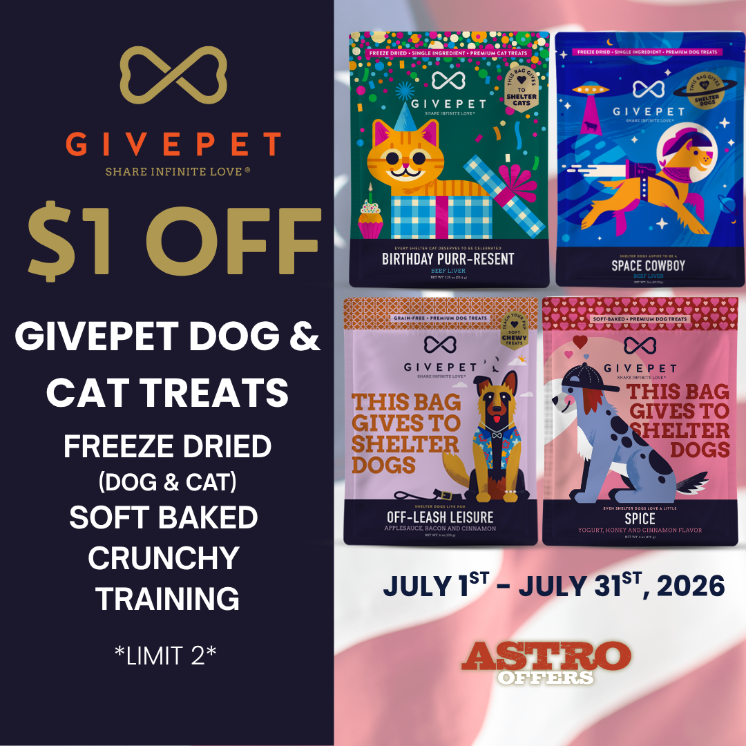 GivePet treats are USA made with whole foods and all natural ingredients. For every bag we sell, we donate enough treats for at least ten shelter pets!