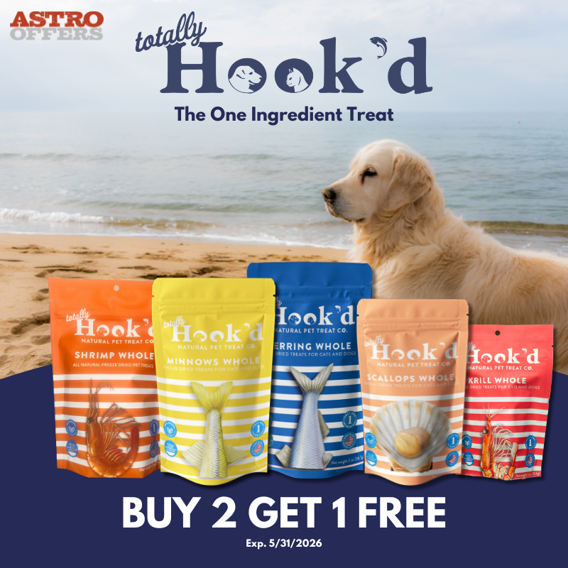 The various Totally Hook'd one ingredient treats are completely natural, with no additives or preservatives, and retail 97% of nutrients - perfect for any pet!