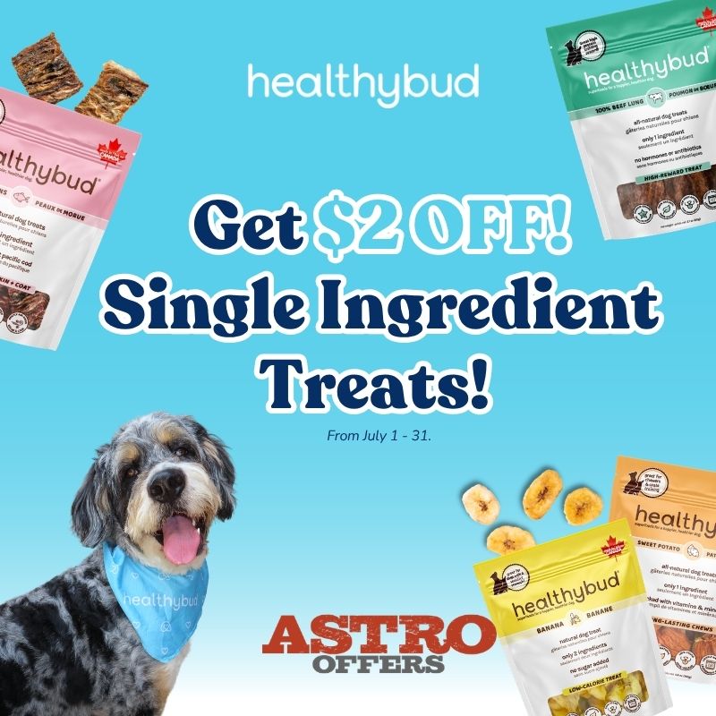 Healthybud's Single Ingredient Treats are irresistibly delicious, even for the pickiest dogs and are proudly made in certified Canadian facilities.
