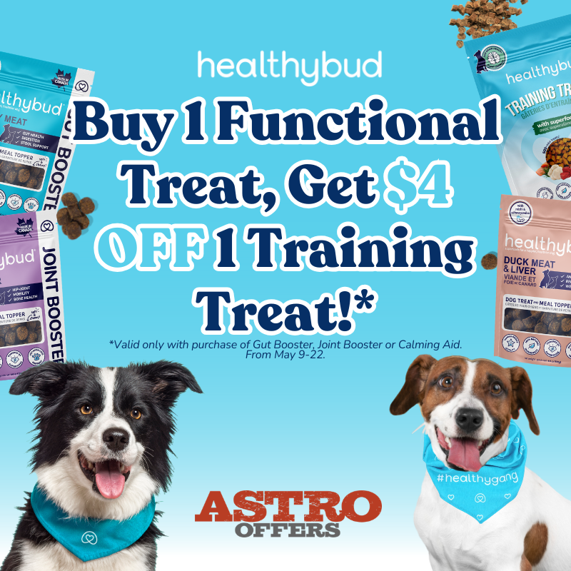 Healthybud's Functional Treats are irresistibly delicious, even for the pickiest dogs and are proudly made in certified Canadian facilities.