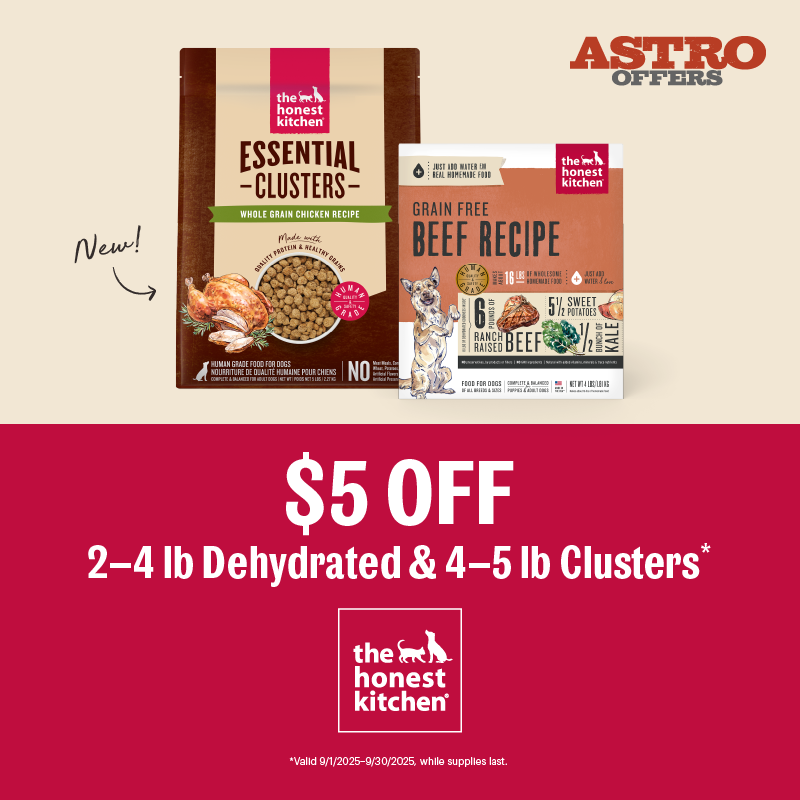 The Honest Kitchen | $5.00 OFF Select Dehydrated Boxes and Clusters for Dogs