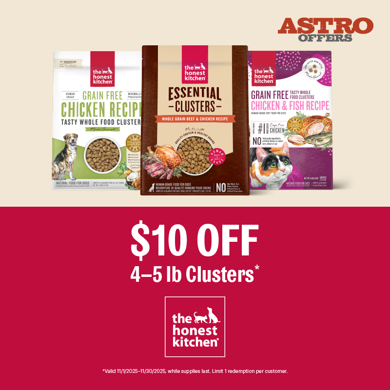 See and smell the real food ingredients in every golden, roasted bite of our Clusters recipes. Crafted with a vet nutritionist, serve this healthy dry food as their main meal or paired with a topper.