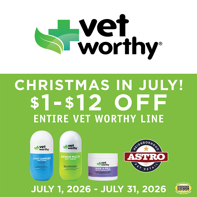 Christmas in July - Celebrate your pets with mega savings!
Vet Worthy is Vet Formulated, Pet Approved! Providing health & wellness products at a mid-level price point. Your Pet is Vet Worthy.