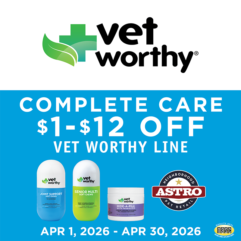 National Pet Month - Dollars OFF Entire Line
Vet Worthy is Vet Formulated, Pet Approved! Providing health & wellness products at a mid-level price point. Your Pet is Vet Worthy.