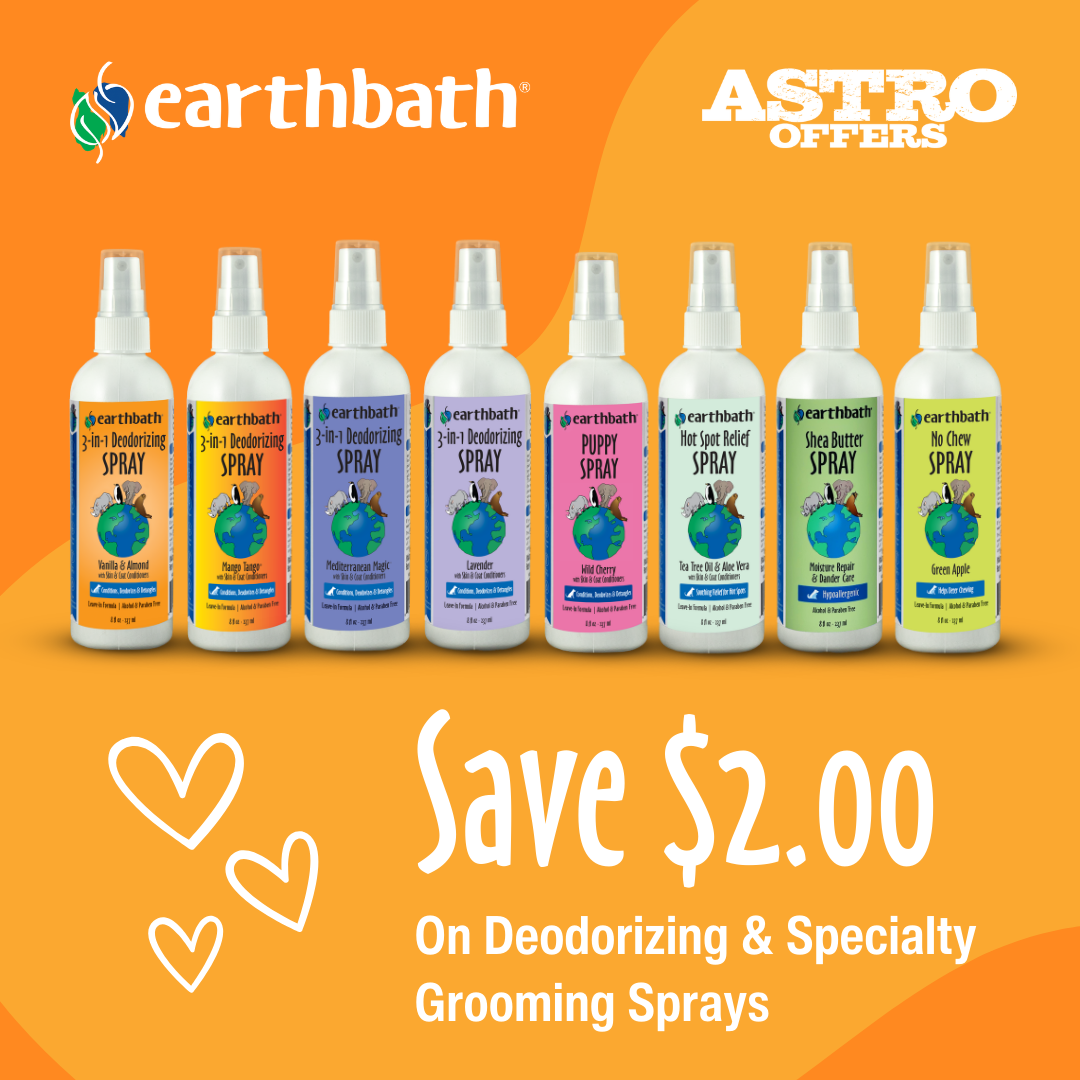 Use earthbath Sprays between baths to freshen, condition, and detangle, or as a finishing spray after bathing your dog with earthbath.