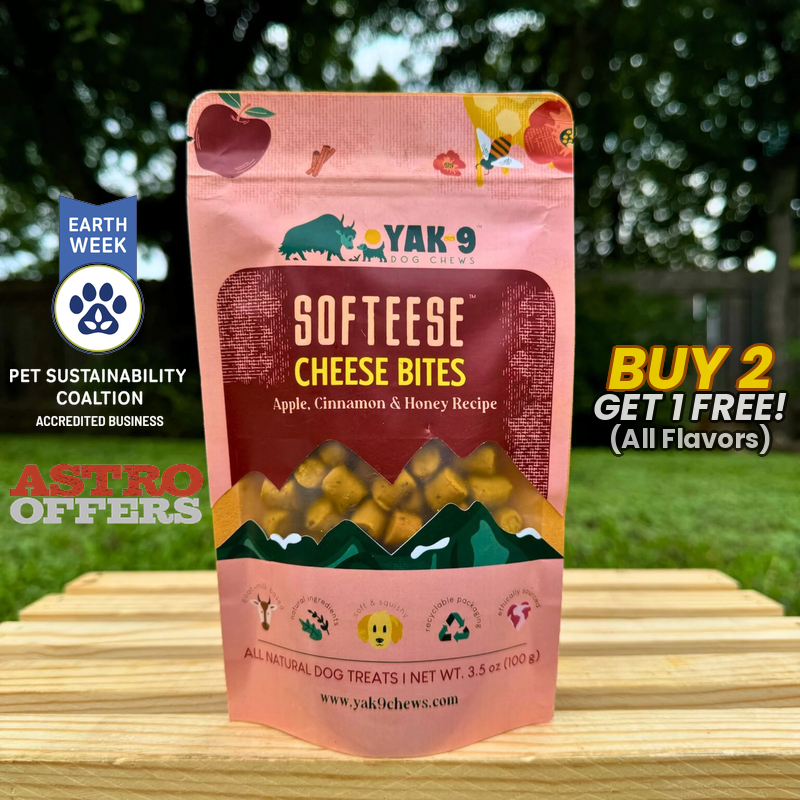 Yak9 Chews Softeese is an all-natural soft cheese treat for dogs cold-pressed with yak cheese as the no.1 ingredient. These delicious treats are perfect for every tail-wagging adventure!