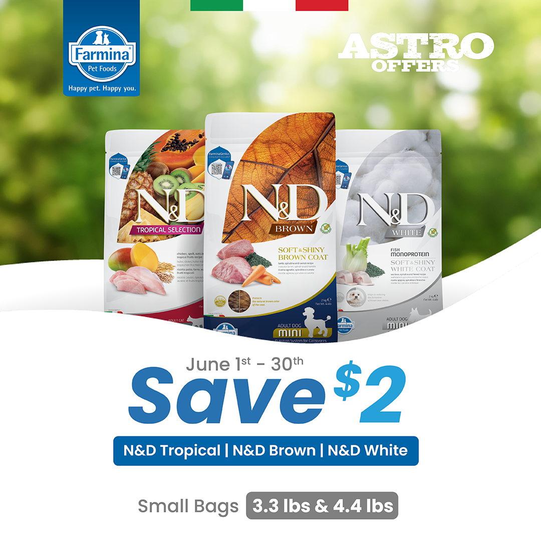 Farmina | $2.00 OFF Small Bags of N&D Tropical, Brown & White