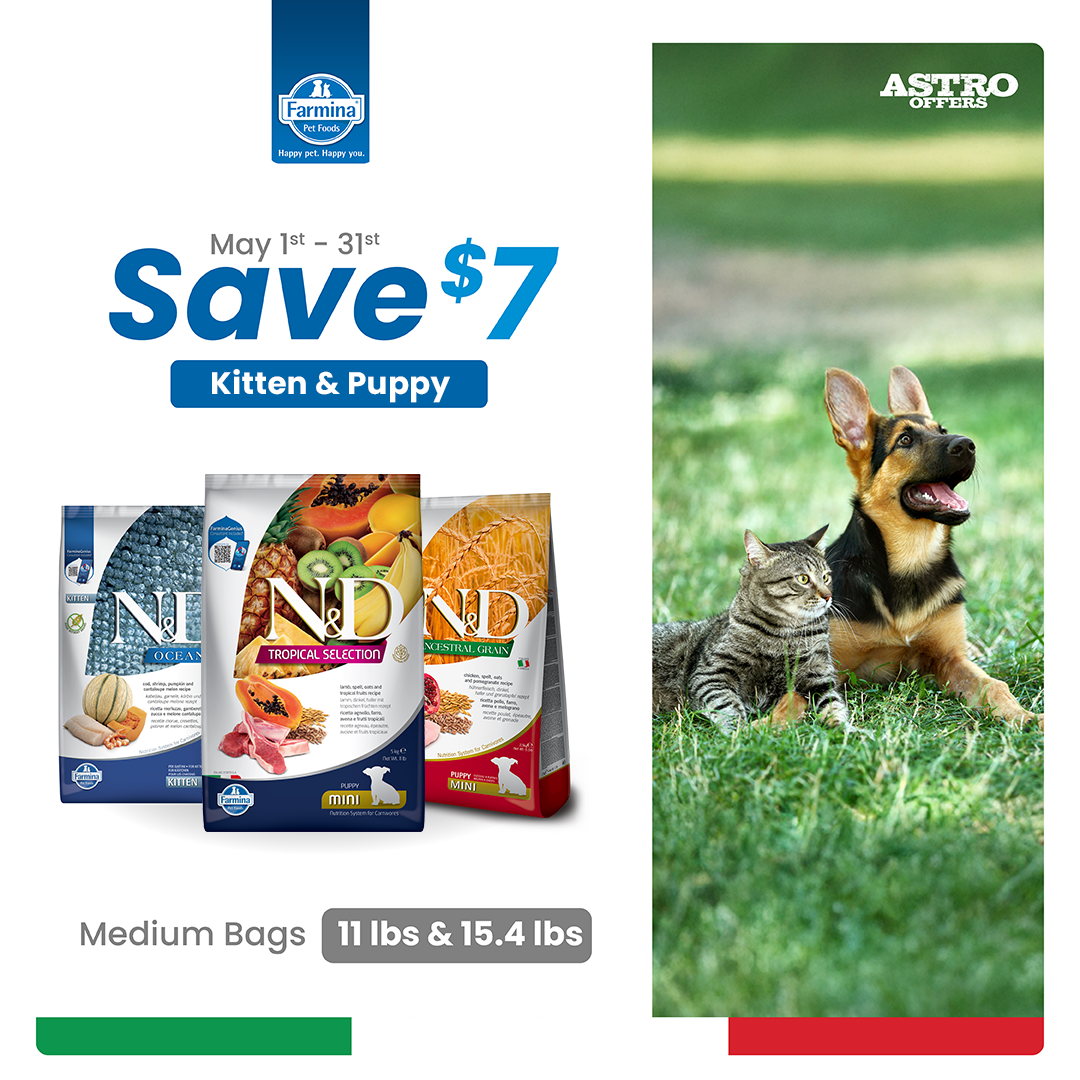 Farmina | $7.00 OFF Medium Bags of N&D Dry Kitten and Puppy Food!