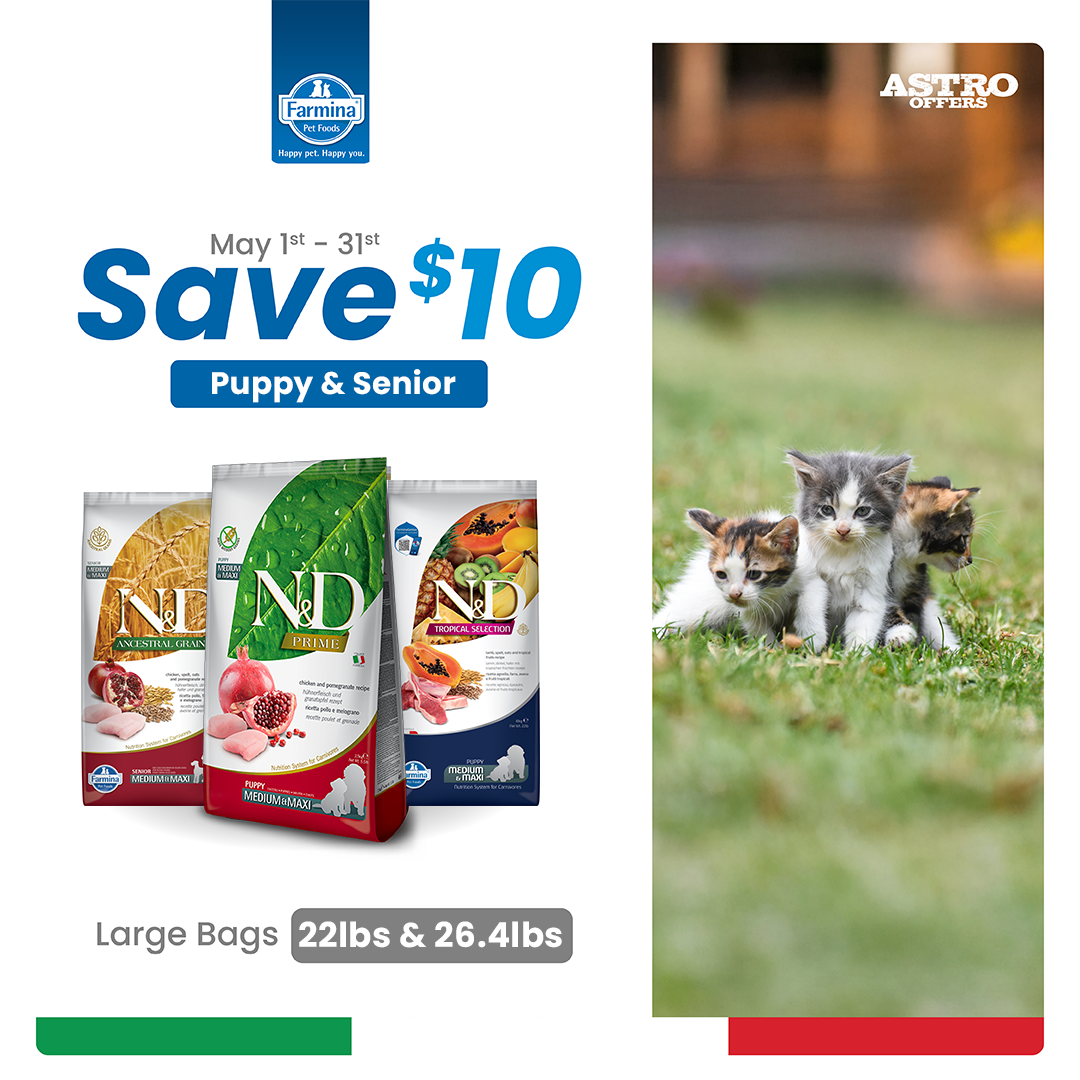 Farmina | $10.00 OFF Large Bags of N&D Puppy and Senior Dry Food