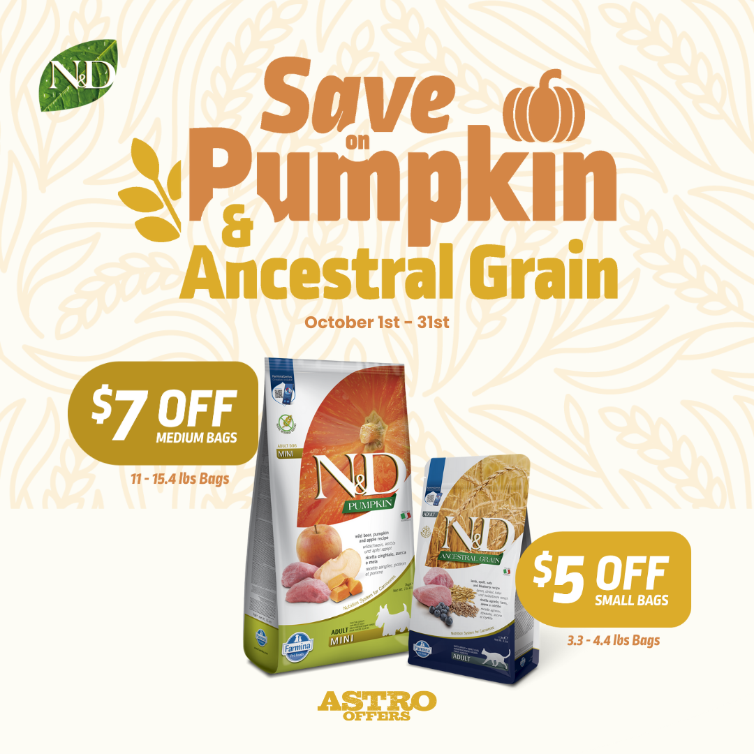 Farmina | Dollars OFF Small Bags & Medium Bags of N&D Pumpkin or Ancestral Grain