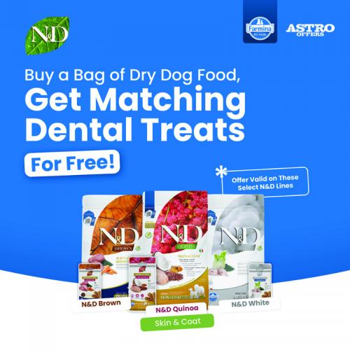 Support your dog's smile with every bite. N&D Dental Treats help clean teeth, freshen breath, and support oral health. A delicious & functional way to care for their smile with ingredients they love.