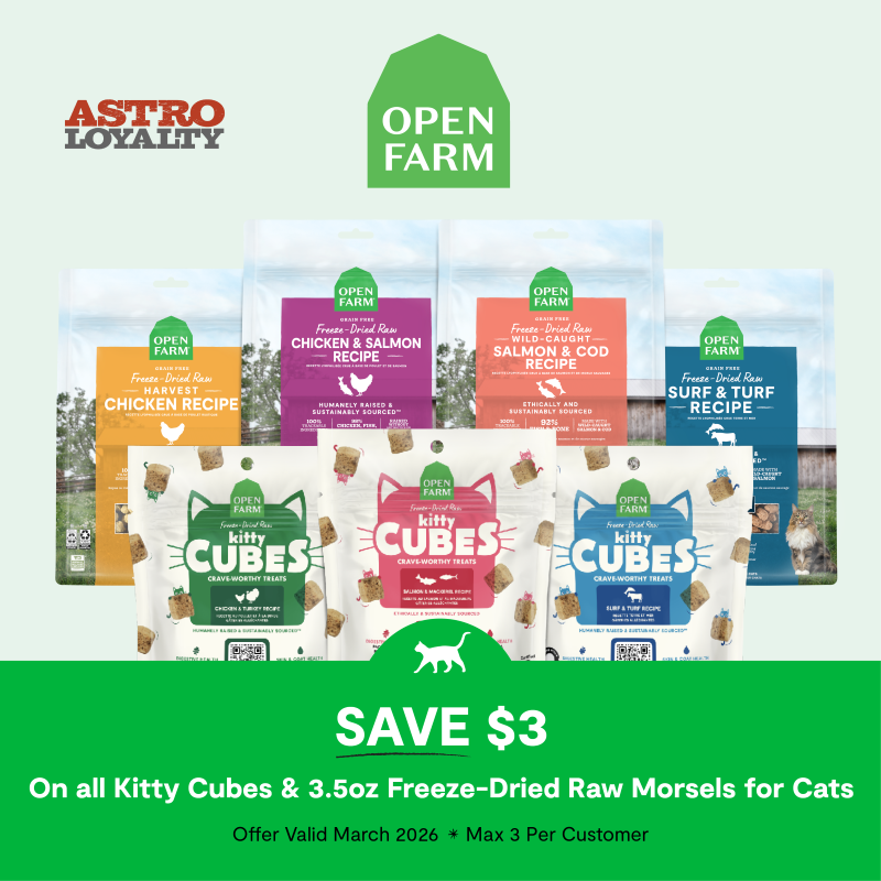 Treat your cat to freeze dried Kitty Cubes, enriched with probiotics and salmon oil! Boost your cat's bowl with 92-98% meat. organ, and bone freeze dried Morsels!!