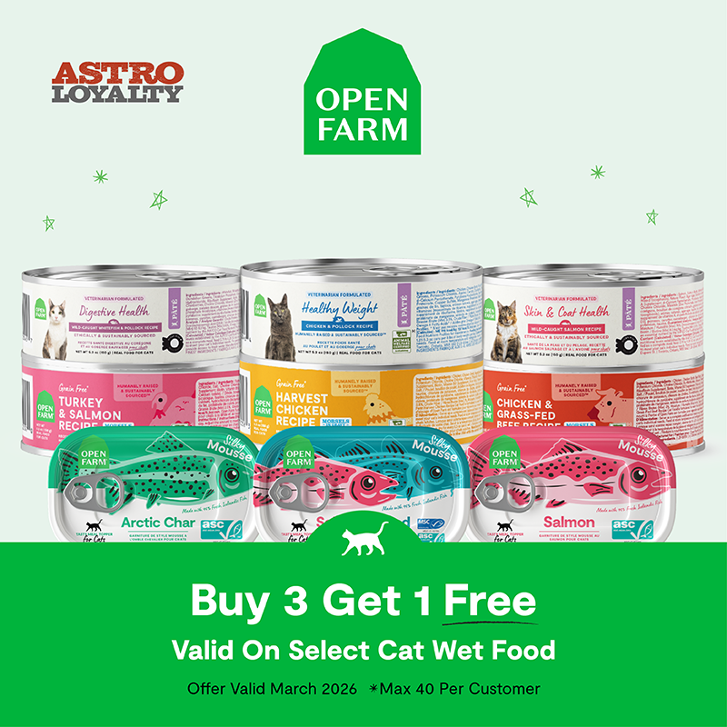 Open Farm's NEW Cat wet food options featuring Meaty Morsels in Savory Gravy, Vet Formulated Diets, & Icelandic Fish Toppers! 