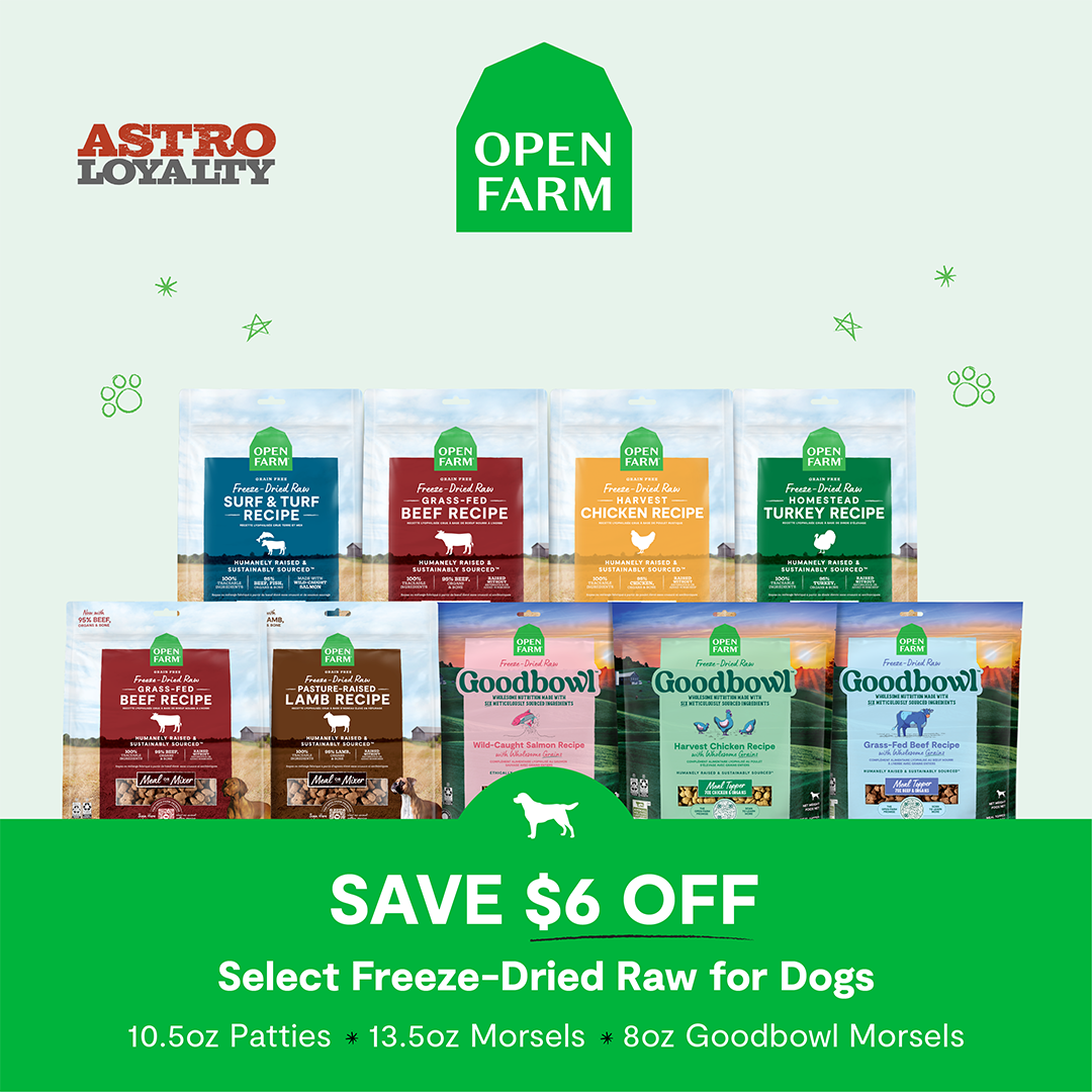 Open Farm | $6.00 OFF Select Freeze-Dried Raw Morsels for Dogs