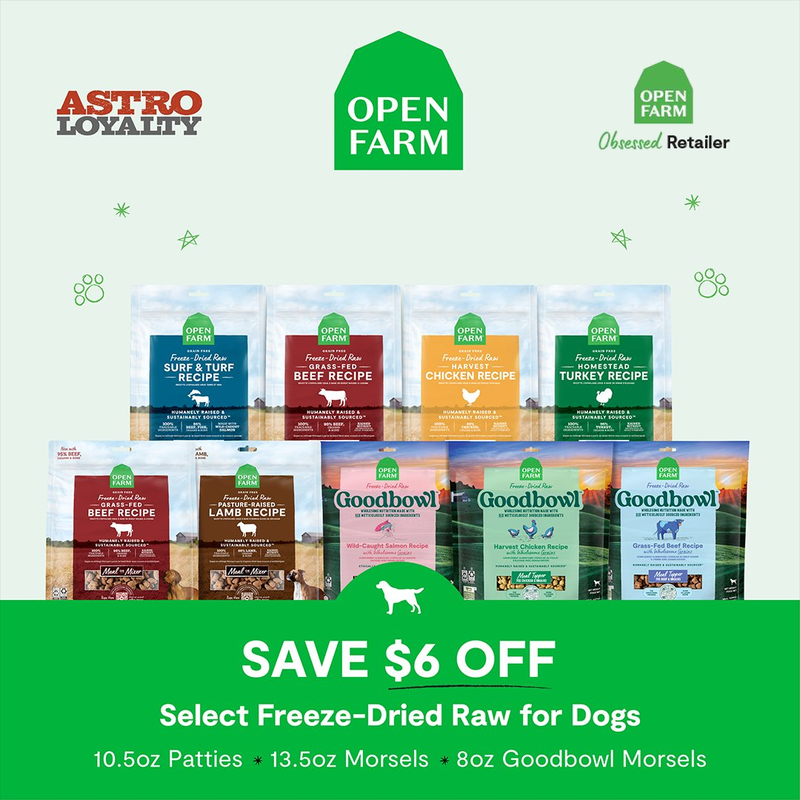 Boost your bowl with Freeze-Dried Raw! Up to 95% meat, organ, & bone recipes, 100% traceable ingredients, 3rd party certified proteins, and non-GMO fruits & veggies!