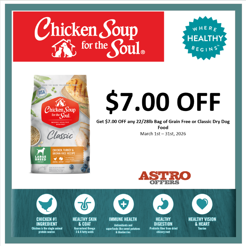 Chicken Soup for the Soul | $7.00 OFF Large Bags of Dry Dog Food
