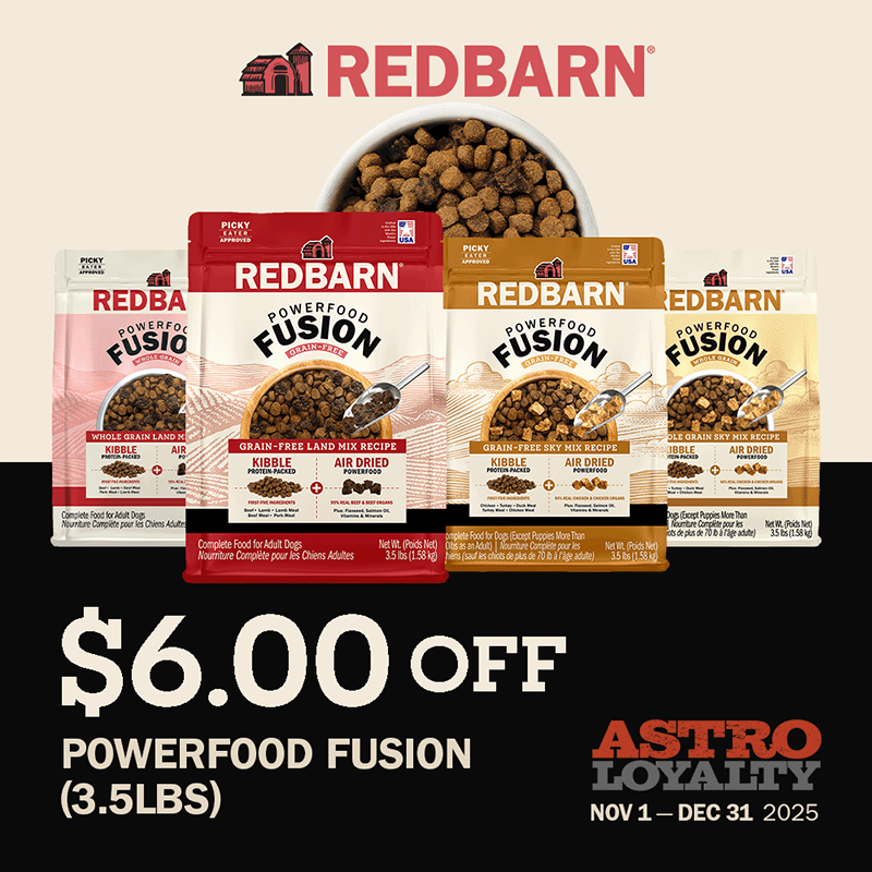 The convenience of 2 foods in 1 bag.  Fusion is Kibble + Air Dried Powerfood.  Available in Land and Sky Recipes.  Each available in Grain Free and Whole Grain.