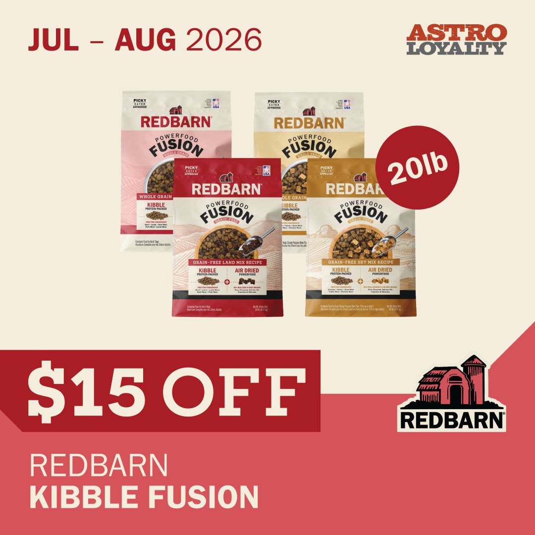 Redbarn Fusion Dog Food provides the convenience of two foods in one bag.  Nutrient-Rich Air Dried & Premium Kibble:  Protein Flavor and Texture. 