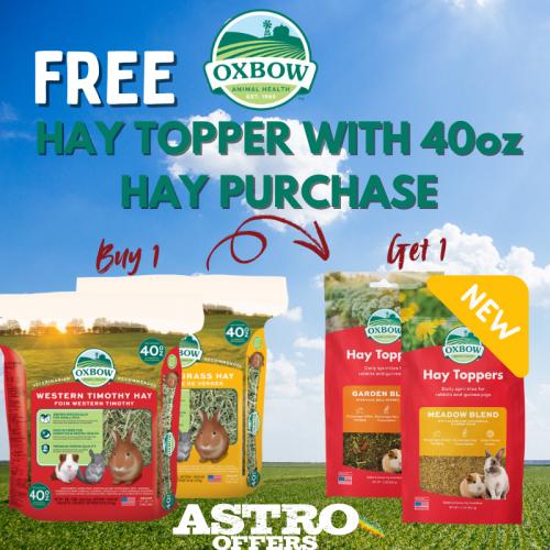 Oxbow | Buy a 40oz Oxbow Hay, Get a NEW Hay Topper FREE!