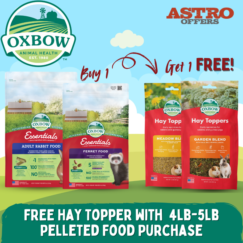 Oxbow | FREE Hay Topper with  4lb-5lb Pelleted Food Purchase