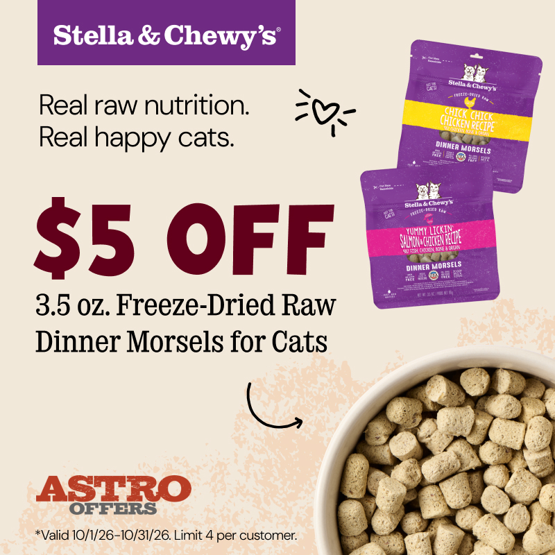 Save on Stella & Chewy's Freeze-Dried Cat Dinner Morsels! For a limited time, enjoy dollars off your favorite raw recipes and make it easier than ever to feed the nutrition cats crave.