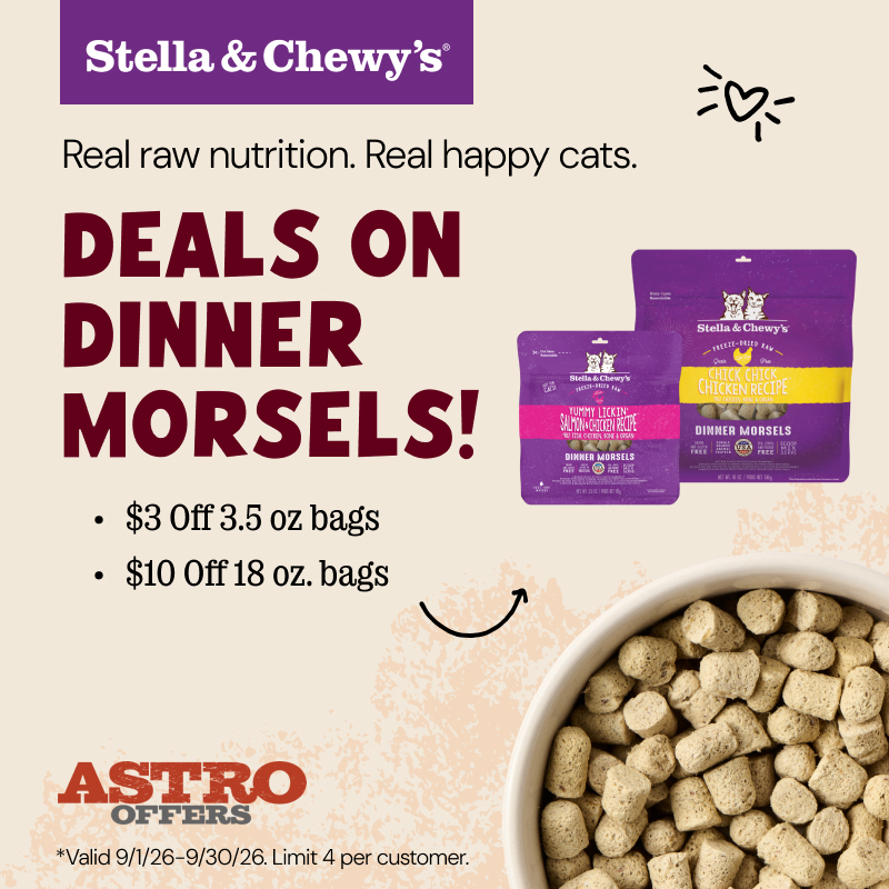 Save on Stella & Chewy's Freeze-Dried Cat Dinner Morsels! For a limited time, enjoy dollars off your favorite raw recipes and make it easier than ever to feed the nutrition cats crave.